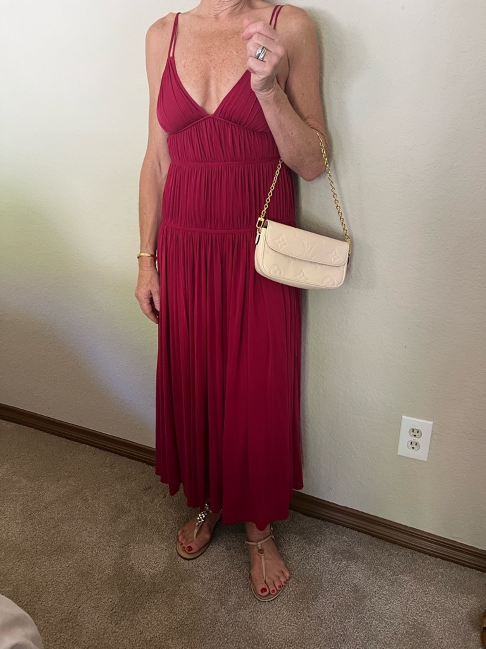 Rebecca Taylor Sleeveless Maxi Dress in Berry Red